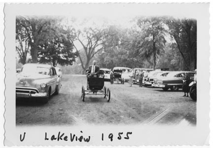 Bob Lyon and the Locomobile at the 1955 Lakeview Steam Meet